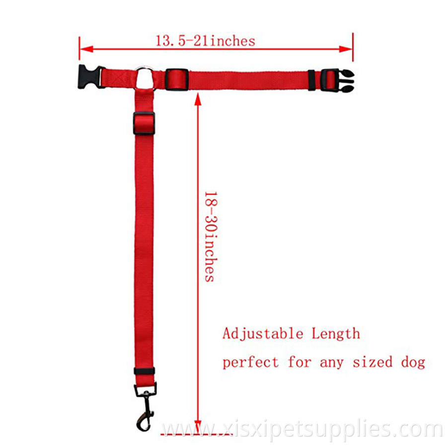 Red Color Nylon Material Dog Restraints Vehicle Seatbelts Harness